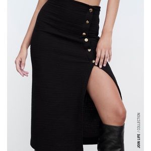 **SOLD**Boucle midi skirt with gold buttons